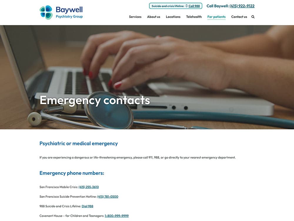 Baywell Emergency Contacts Page