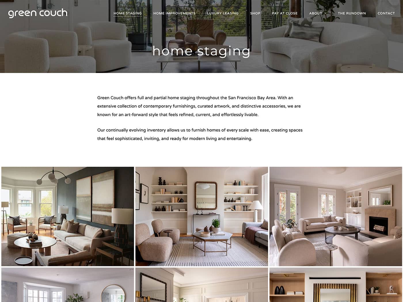 Green Couch Home Staging Page