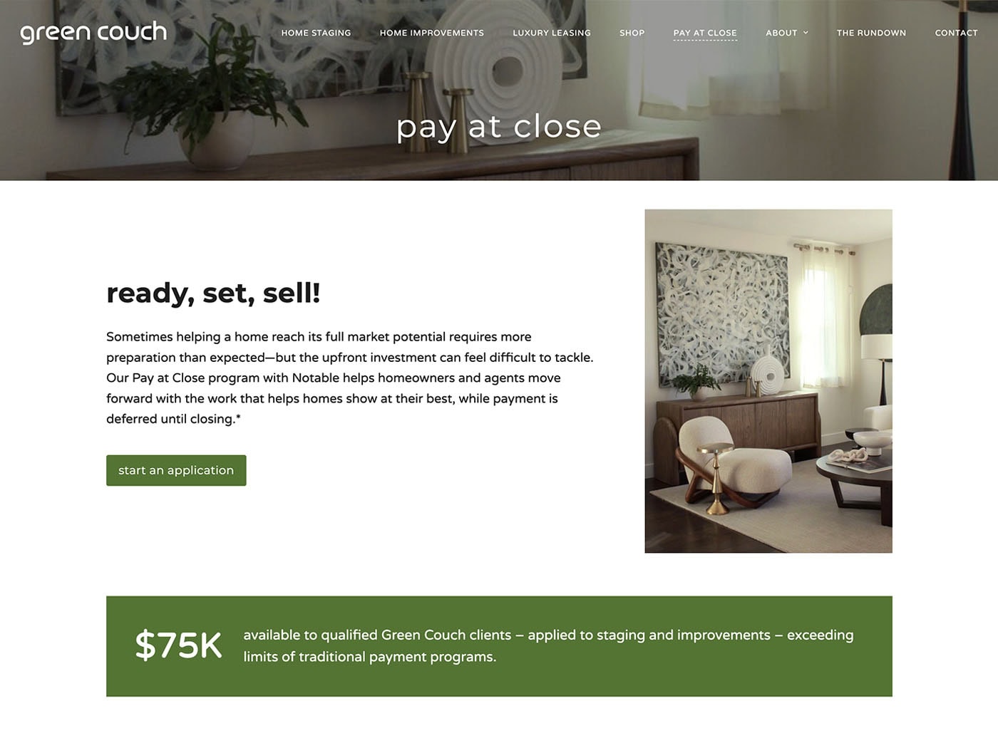 Green Couch Pay At Close Page