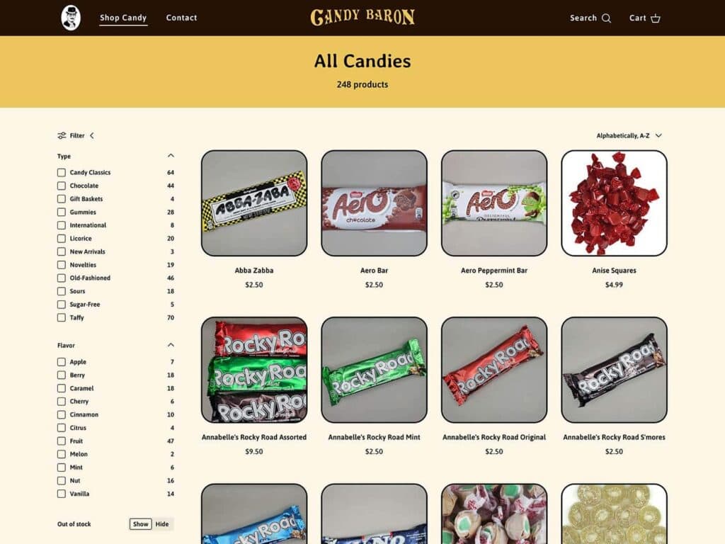 Portfolio: The Candy Baron | Razorfrog Web Design