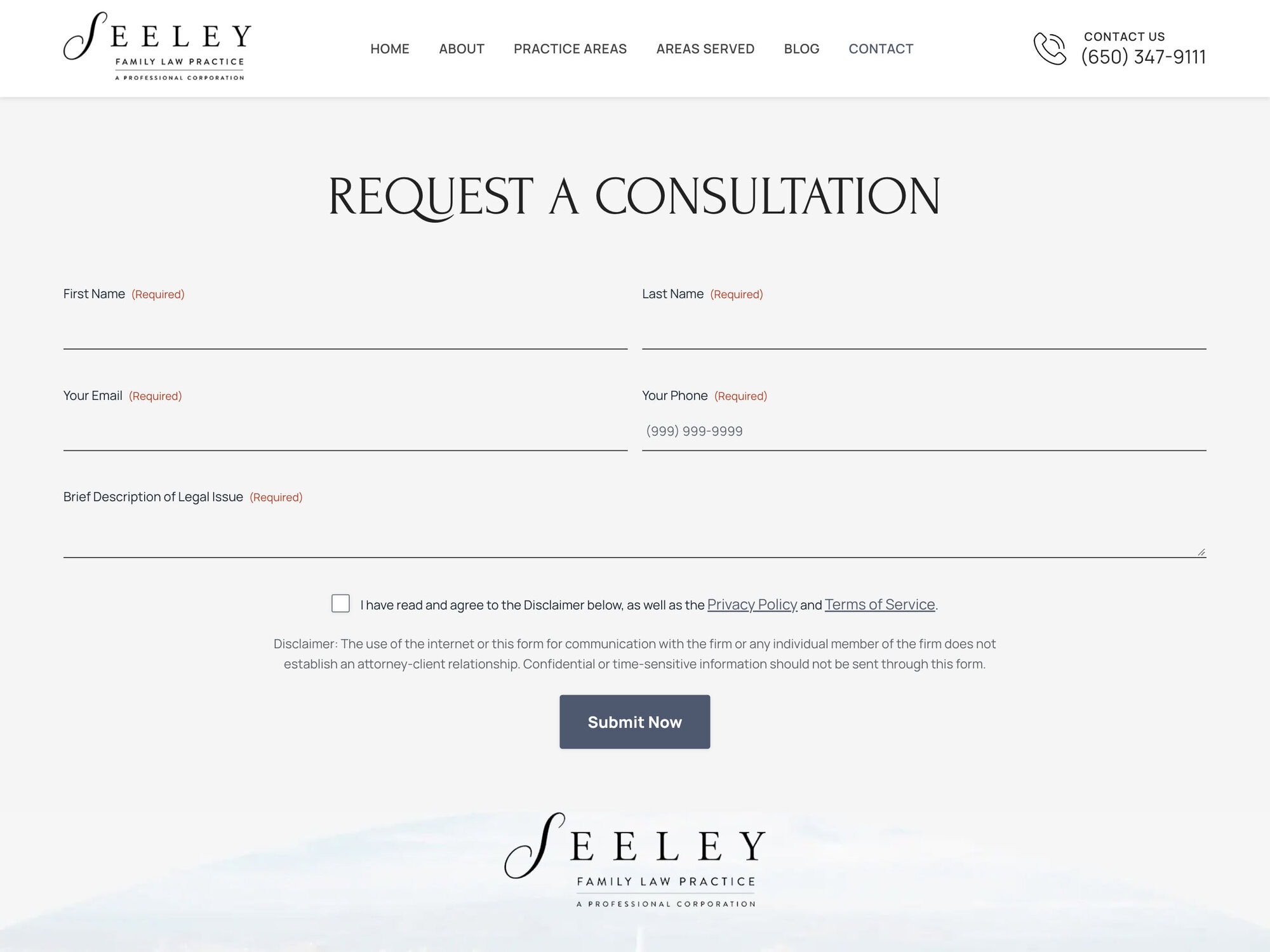 Seeley Family Law Practice Contact Page