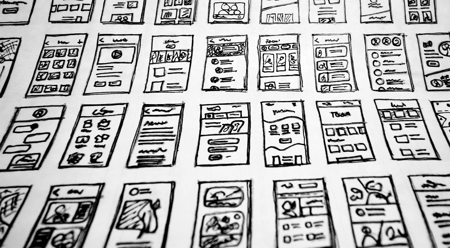 Website Mockup Sketches in Black and White
