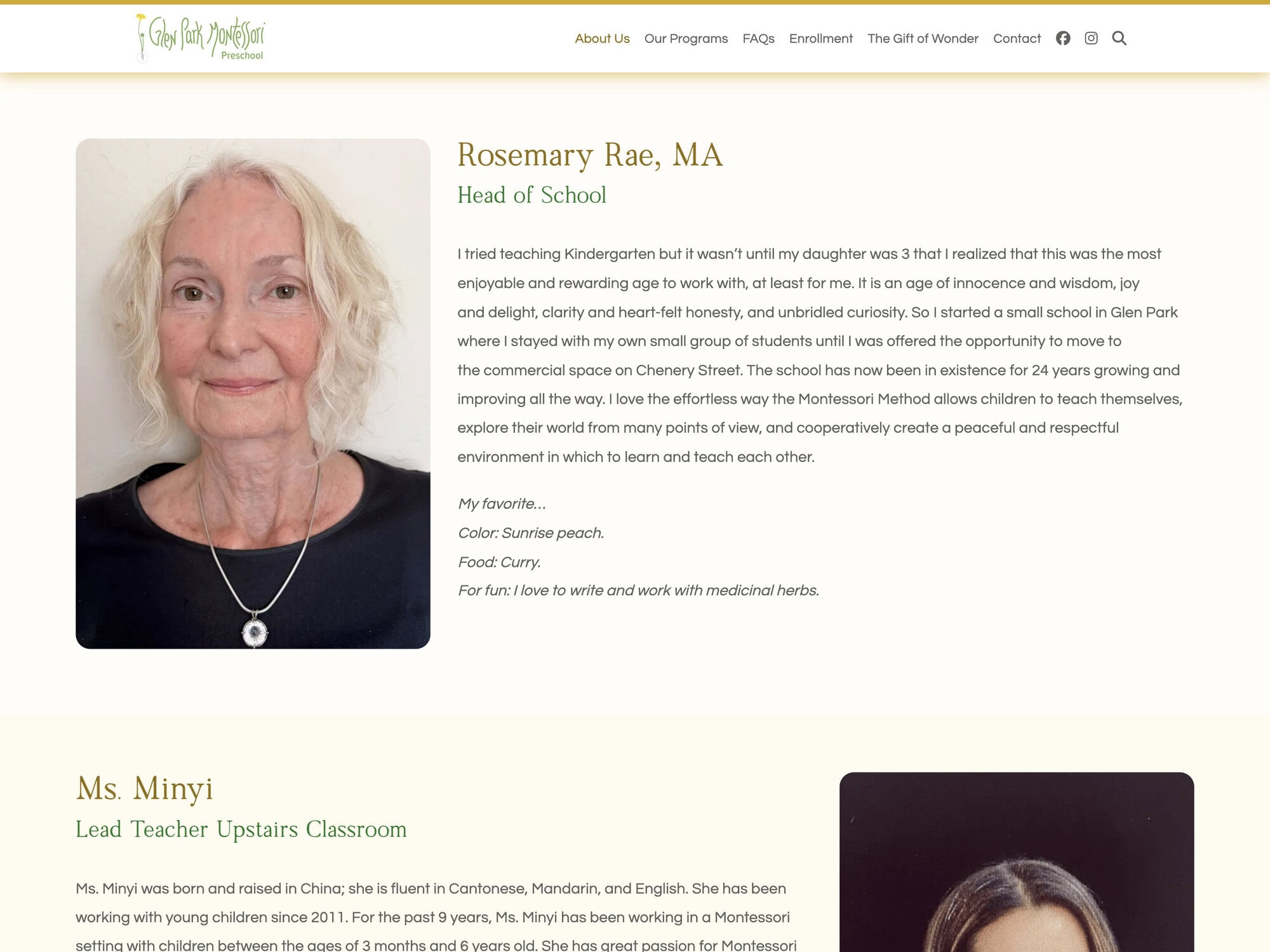 Glen Park Montessori Teachers Page