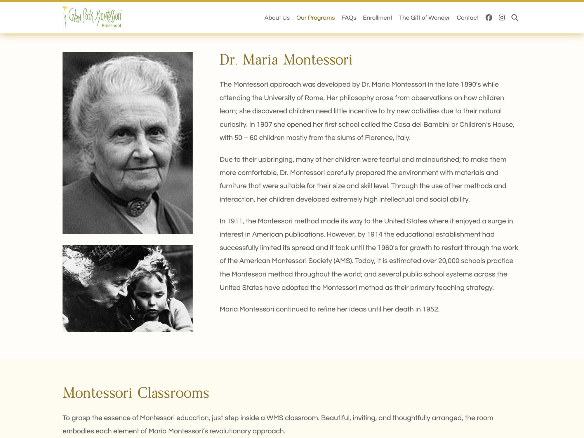 Glen Park Montessori History of Montessori Page