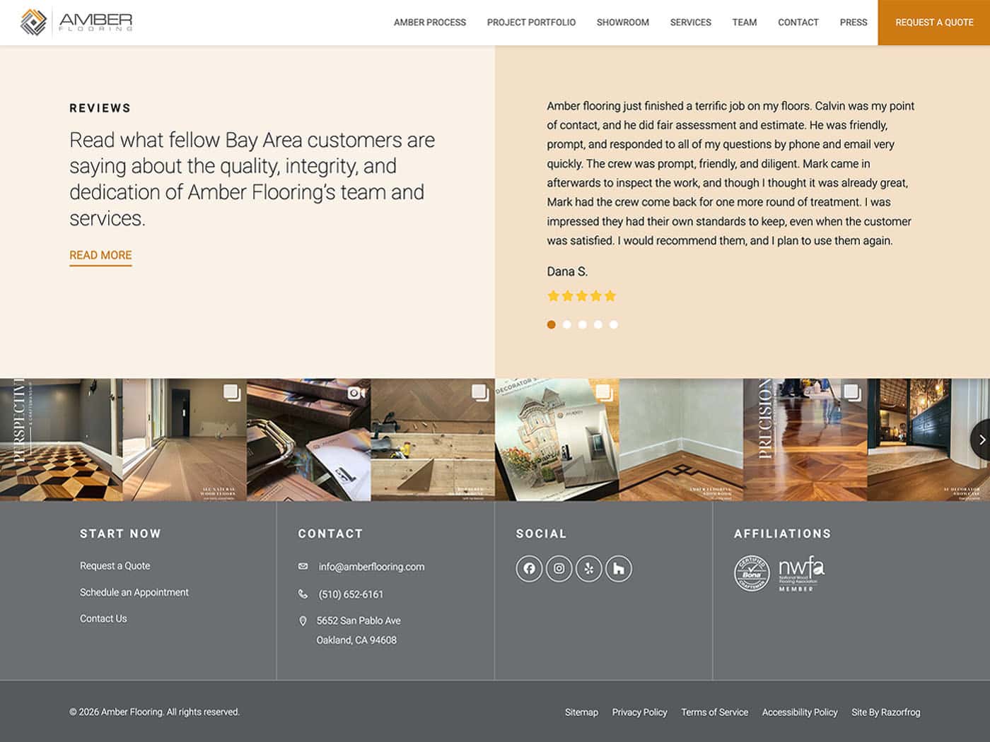 Amber Flooring Homepage 3 and Footer