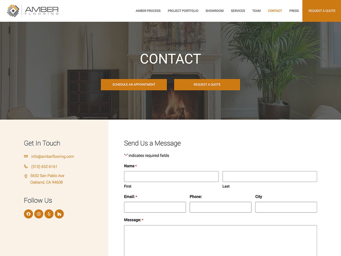Amber Flooring Contact Page
