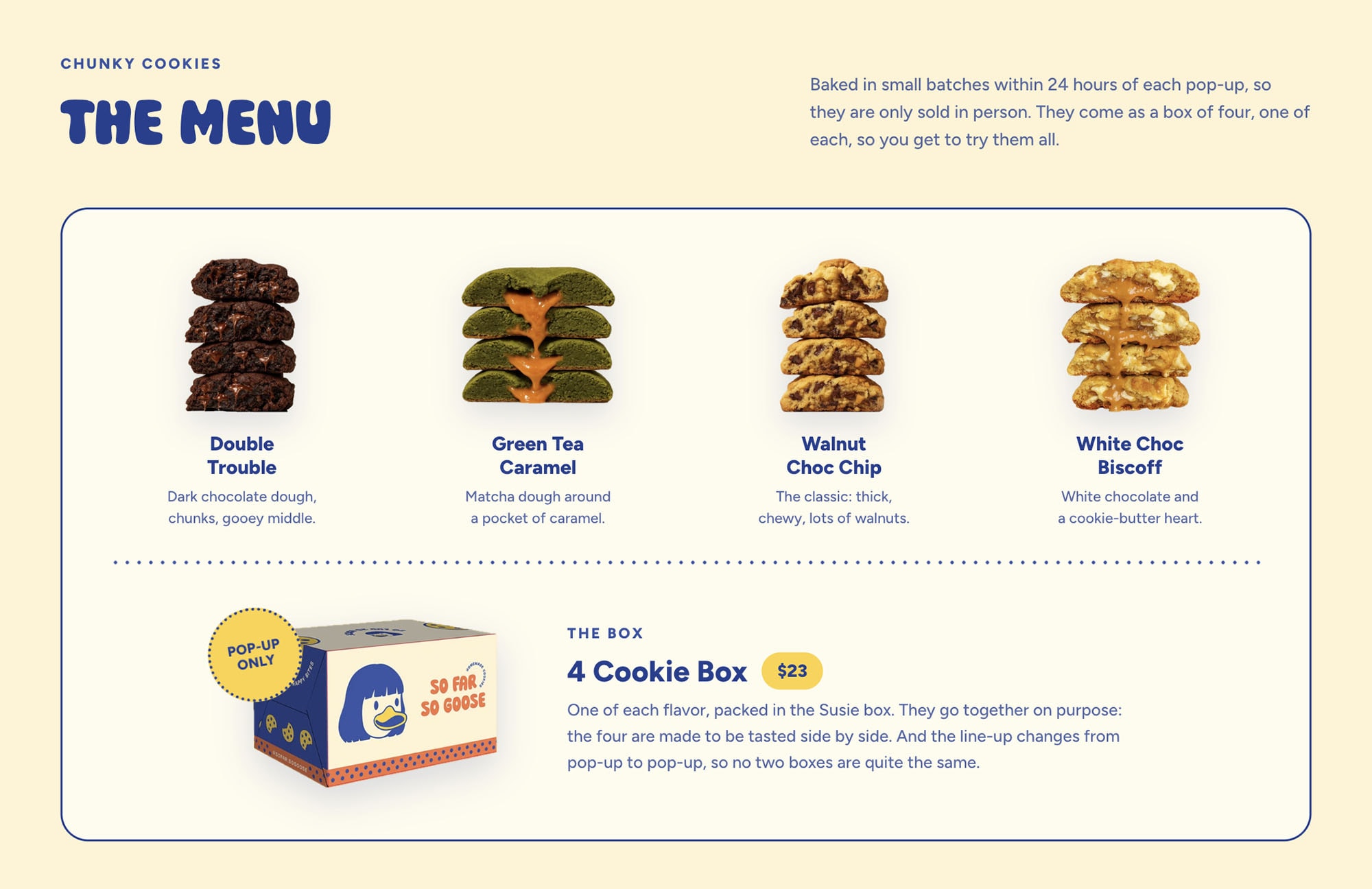 So Far So Goose Cookies Section