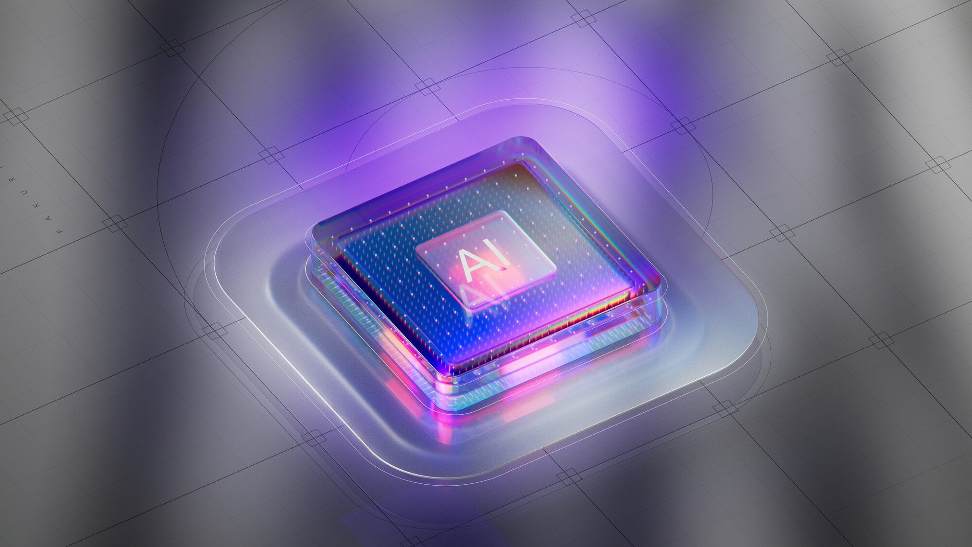 A Glowing Microchip Labeled “Ai” Sits On A Reflective, Futuristic Surface With Purple And Blue Lights, Suggesting Advanced Artificial Intelligence Technology.