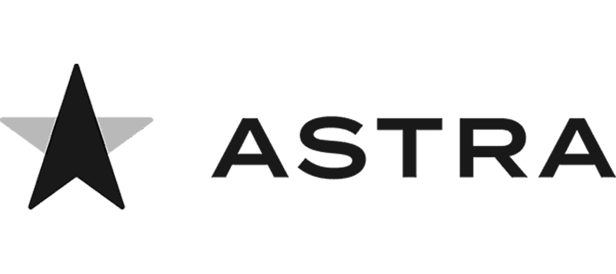 A black star with a gray shadow behind it is next to the word “ASTRA” in bold, black, uppercase letters on a light background.