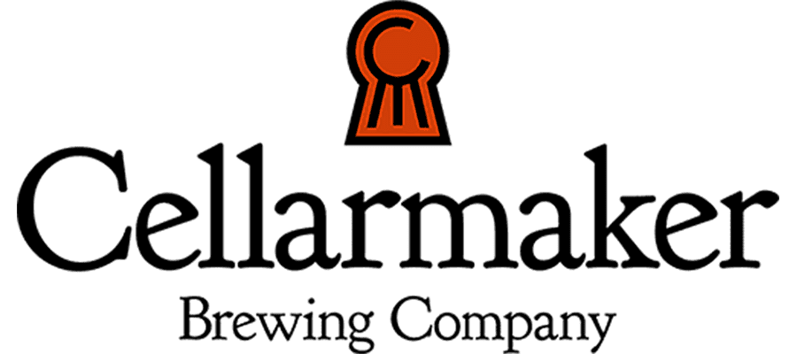 Cellarmaker Brewing Company logo with a red stylized keyhole above the company name in black text on a white background.
