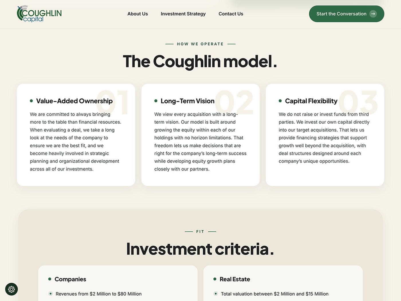 Coughlin Capital Homepage How We Operate