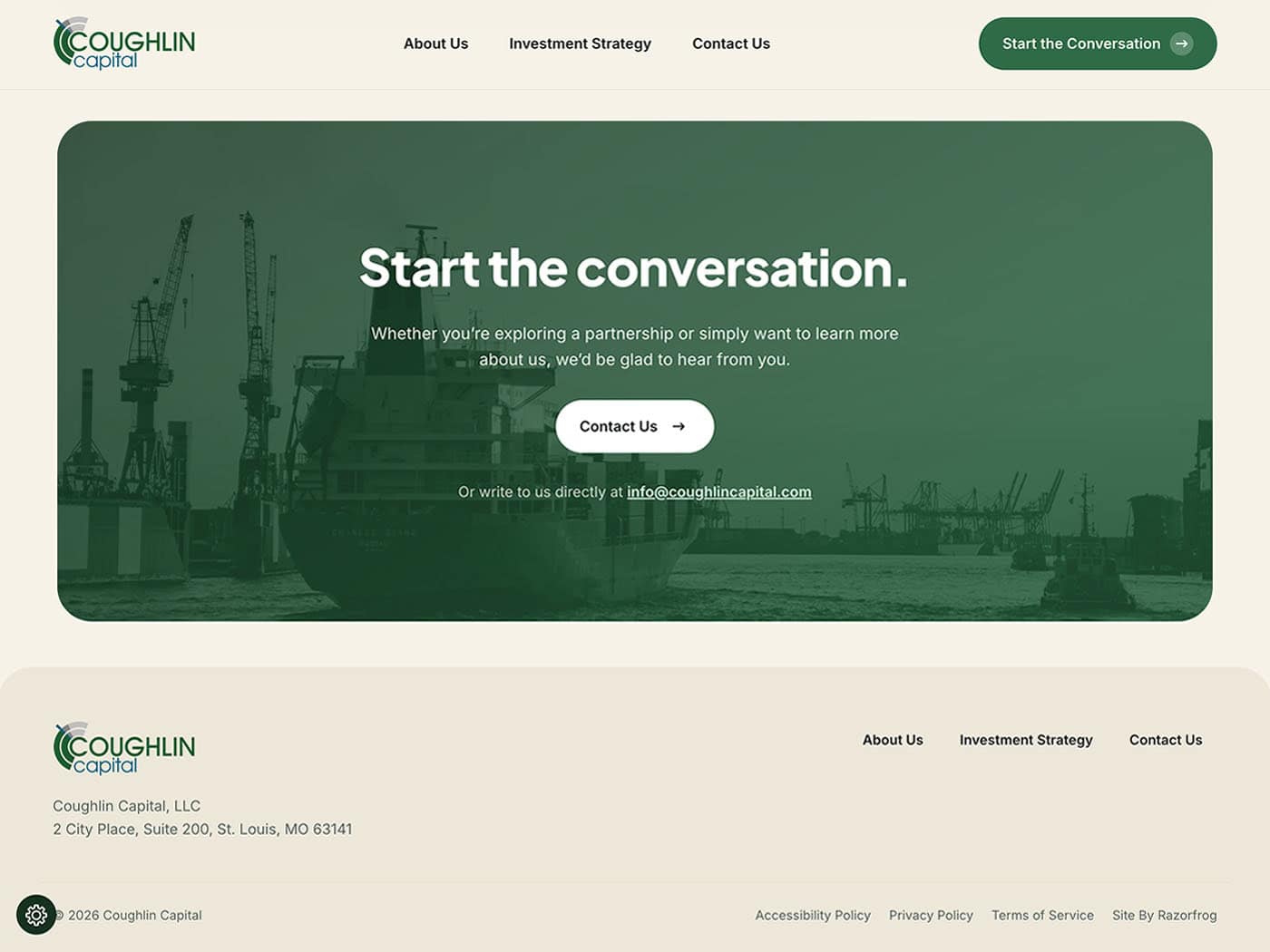 Coughlin Capital CTA and Footer