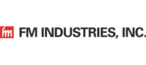 Fm Industries, Inc. Logo With A Red Square Featuring A White Stylized “Fm” Next To Bold Black Text Reading “Fm Industries, Inc.” On A Light Gray Background.