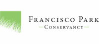Logo With A Green Square Featuring White Grass Blades On The Left, And The Text “Francisco Park Conservancy” In Black Serif Font On The Right.