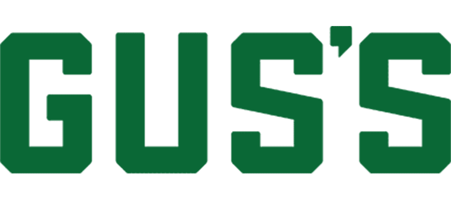 The word “GUS’S” in bold, uppercase, green block letters on a white background.