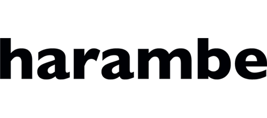 The word “harambe” in bold, black lowercase letters on a light gray background.