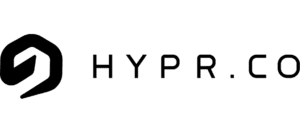 Black Geometric Logo Next To The Text “Hypr.co” In A Modern, Minimalist Font On A Light Background.