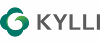 Green Abstract Logo With A Swirl Design Next To The Word “Kylli” In Bold, Gray Uppercase Letters On A White Background.