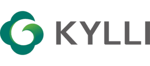 Green Abstract Logo With A Swirl Design Next To The Word “Kylli” In Bold, Gray Uppercase Letters On A White Background.