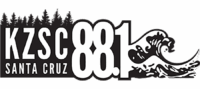 Kzsc 88.1 Santa Cruz Logo With Trees Above The Letters And A Large Wave Design To The Right Of The Numbers.