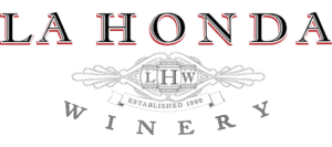 La Honda Winery Logo With Bold Red And Black Text, A Decorative Emblem Featuring “Lhw,” And The Words “Established 1999” And “Winery” Below.