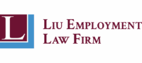 Logo For Liu Employment Law Firm. Large White “L” On A Maroon Square With A Blue Border, Next To The Firm’s Name In Maroon Capital Letters On A White Background.
