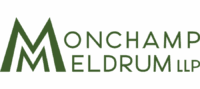 Logo For Monchamp Meldrum Llp. Large Overlapping Green “M”S On The Left, With “Monchamp Meldrum Llp” In Green Text On The Right, On A Light Background.