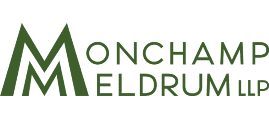 Logo for Monchamp Meldrum LLP. Large overlapping green “M”s on the left, with “Monchamp Meldrum LLP” in green text on the right, on a light background.
