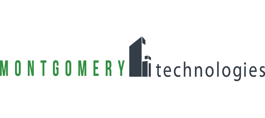 Montgomery Technologies logo with “Montgomery” in green, “technologies” in gray, and two abstract building shapes between the words, representing the letter “T”.