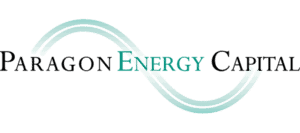 Logo For Paragon Energy Capital With Black And Teal Text. A Teal, Looping Wave Graphic Runs Behind The Words, Starting At The Left And Curving Under “Energy” In The Center Of The Logo.