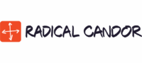 Orange Square With A White Four-Way Arrow Next To The Words “Radical Candor” In Bold, Black, Hand-Drawn Style Text On A Light Background.
