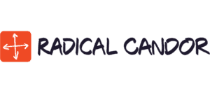 Orange Square With A White Four-Way Arrow Next To The Words “Radical Candor” In Bold, Black, Hand-Drawn Style Text On A Light Background.