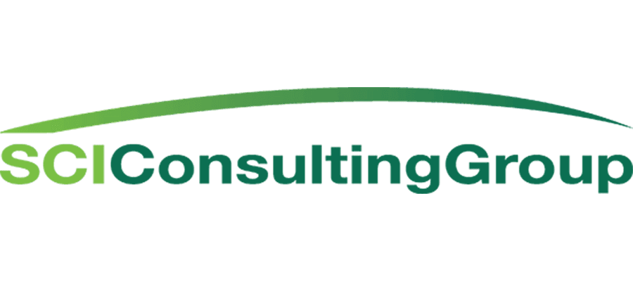 SCI Consulting Group logo with green gradient text and an arched green line above the words.
