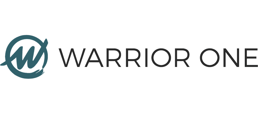 Logo with a stylized “W” inside a circle on the left and the text “WARRIOR ONE” in bold, uppercase letters on the right, all on a light background.
